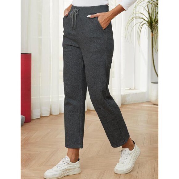 Womens Sweatpants Warm Fleece Sweatpants Winter Sherpa Lined Joggers Pants - Picture 4 of 5